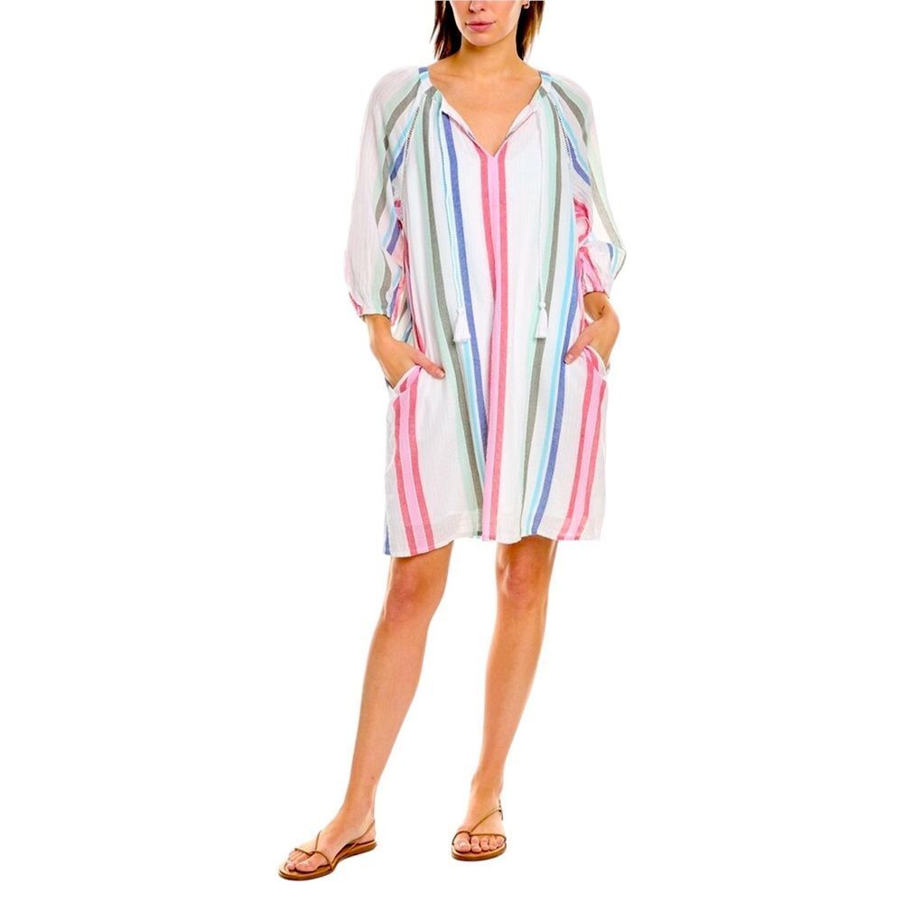 NWT TOMMY BAHAMA MULIT COLOR STRIPED BEACHY RESORT SWIM COVER UP‎ WOMENS SIZE S